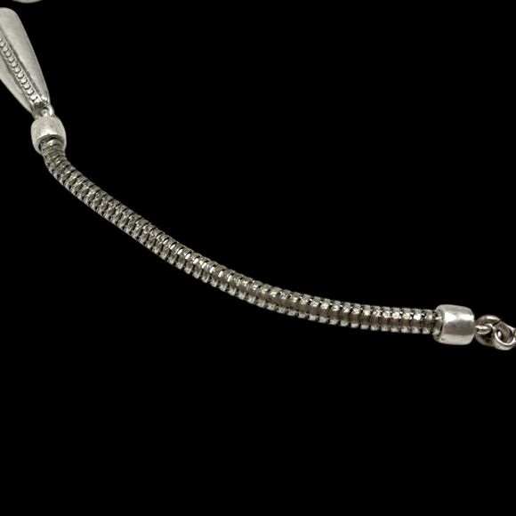 Lucky Brand Necklace Silver Tone Faux Pearl Cabochon Charms Dangle Reversible - Picture 9 of 11